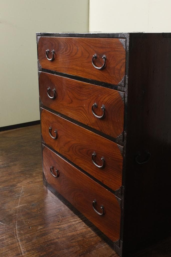 前欅 時代箪笥・引出し四杯！収納/和箪笥/和モダン古民具/和家具/ローチェスト