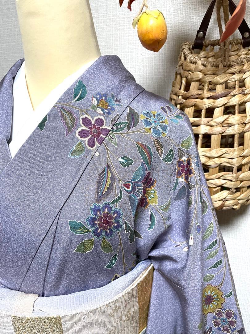 正絹　袷　訪問着　枝垂れ唐花　身丈（肩から）163㎝