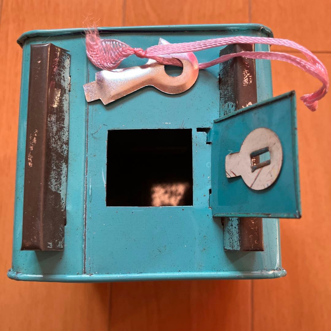 当時物ブリキ貯金箱 ダイヤル式 青