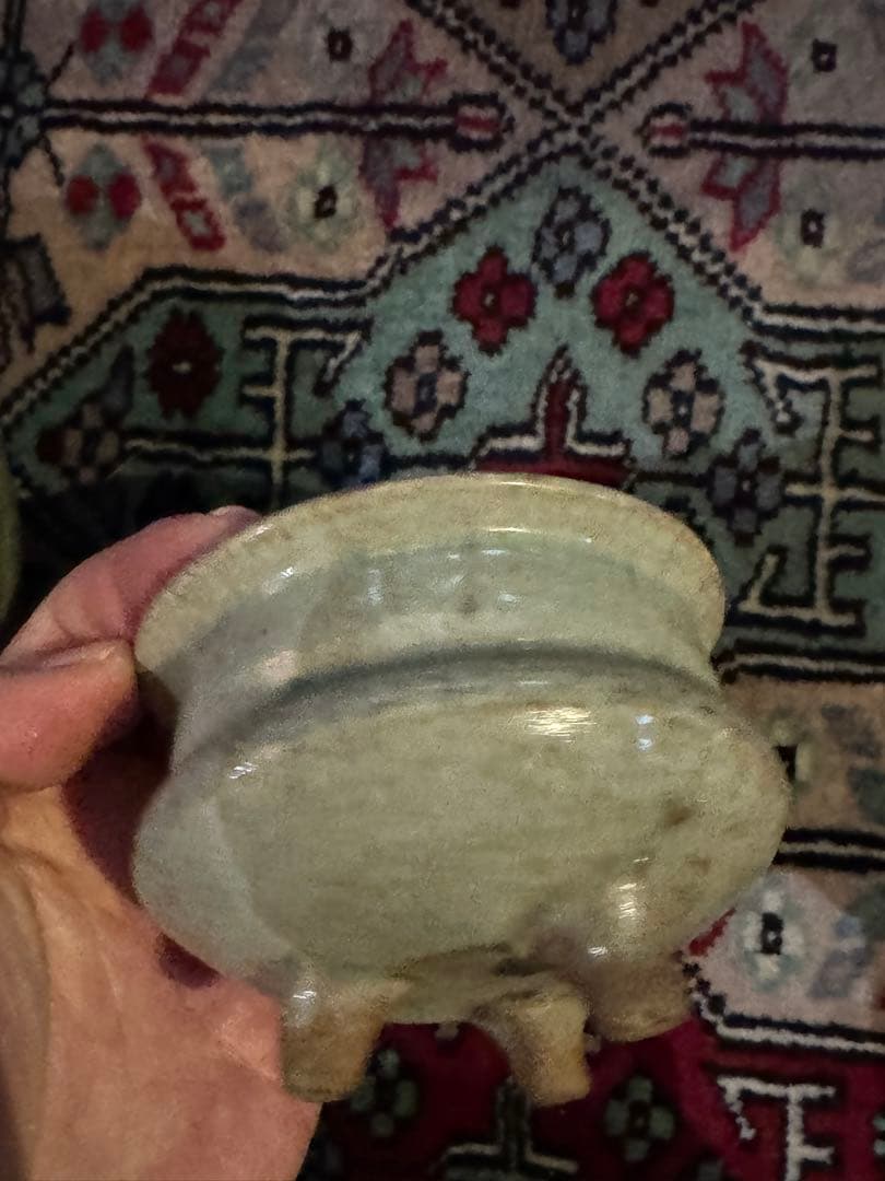 ‼️最後の値段出します‼️リサイクルFORT‼️中国の青磁香炉‼️緑石の木蓋付