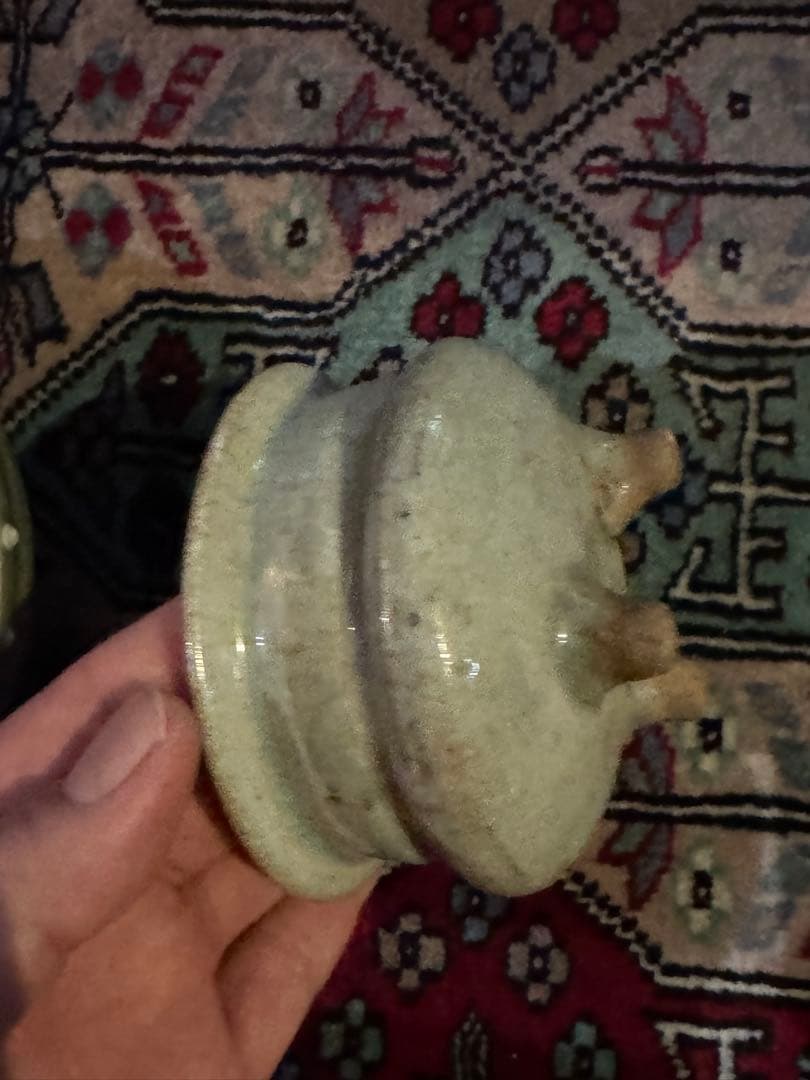 ‼️最後の値段出します‼️リサイクルFORT‼️中国の青磁香炉‼️緑石の木蓋付