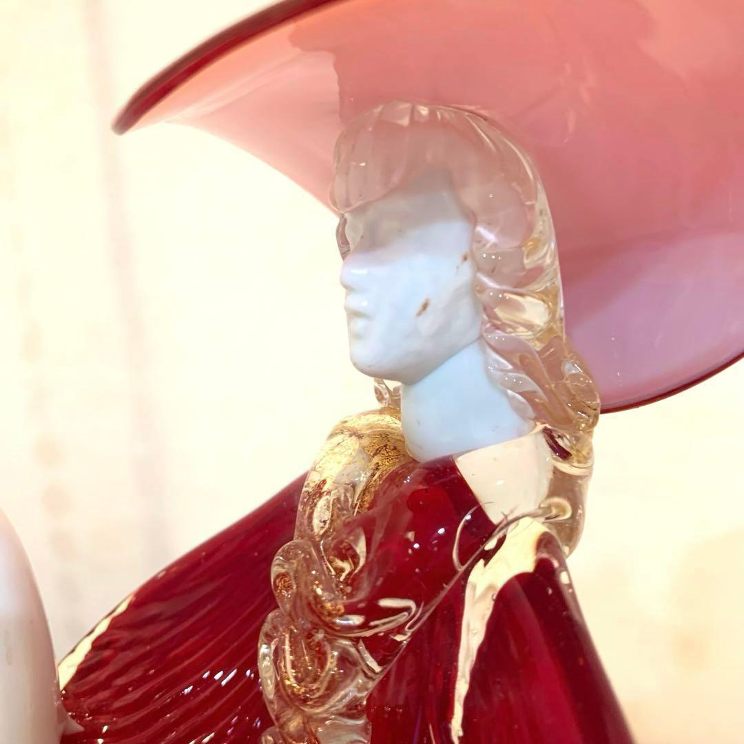 りんご ベネチアンガラス　Murano ガラス ペアフィギュア 赤