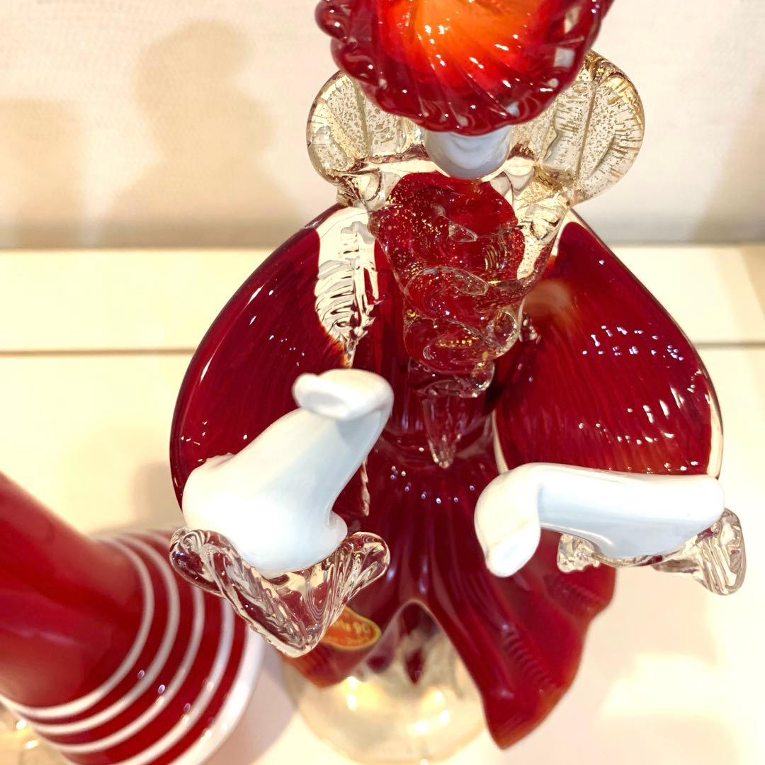 りんご ベネチアンガラス　Murano ガラス ペアフィギュア 赤