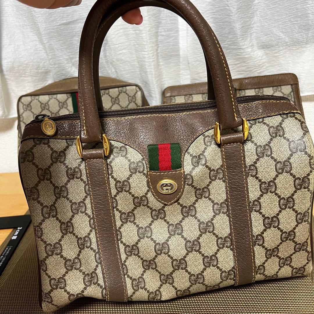 オールドグッチ　Gucci ヴィンテージ　GG ボストンバッグ　ハンドバック