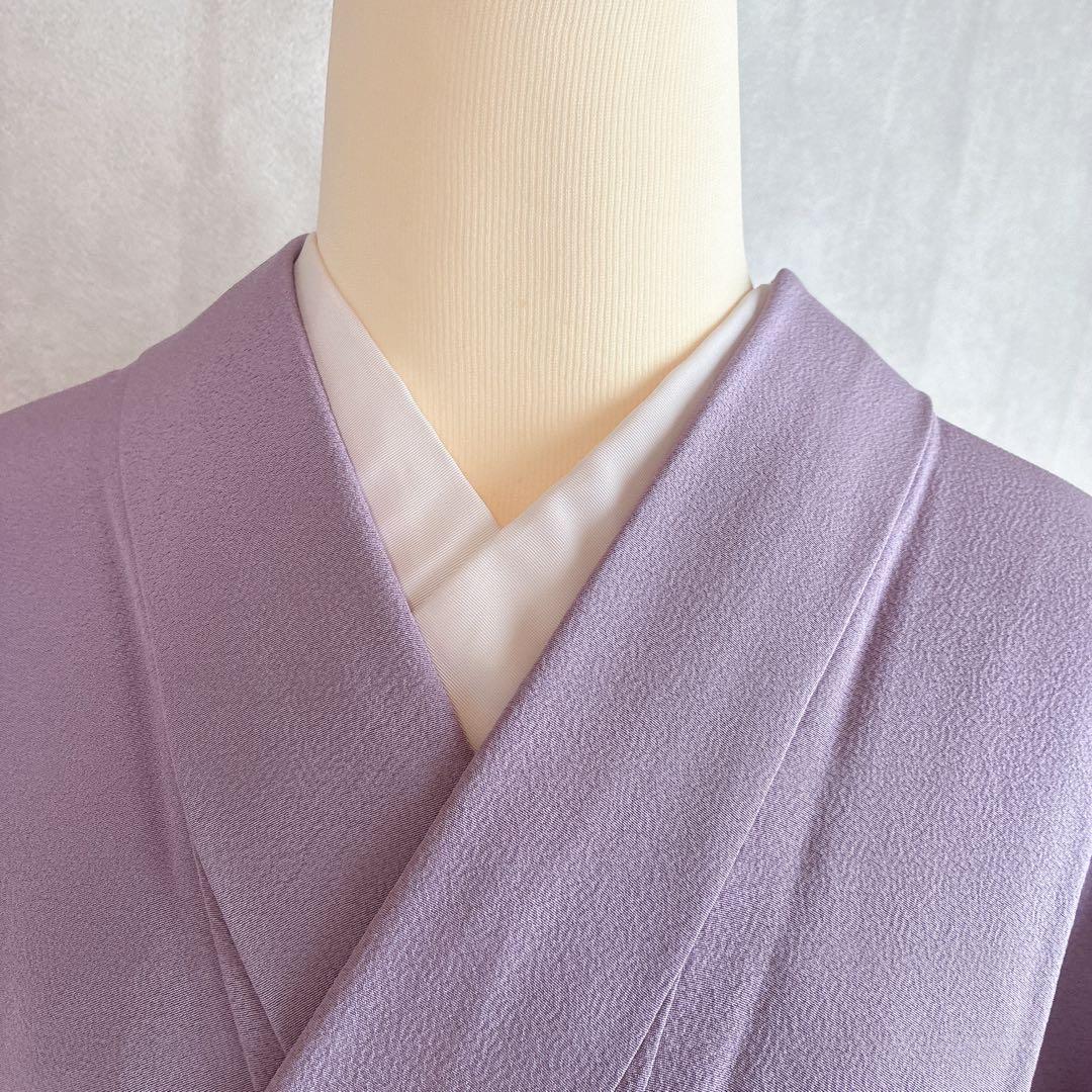 色無地　フルセット　着物　正絹　辻ヶ花の帯　しつけ糸つき　ロング丈　紫　J9