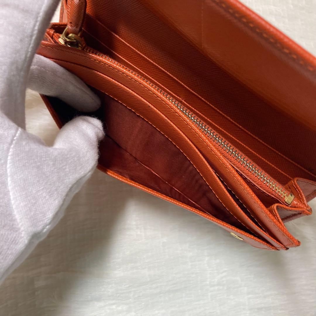 早い者勝ち　PRADA プラダ　長財布　二つ折り　サフィアーノ　橙　付属品