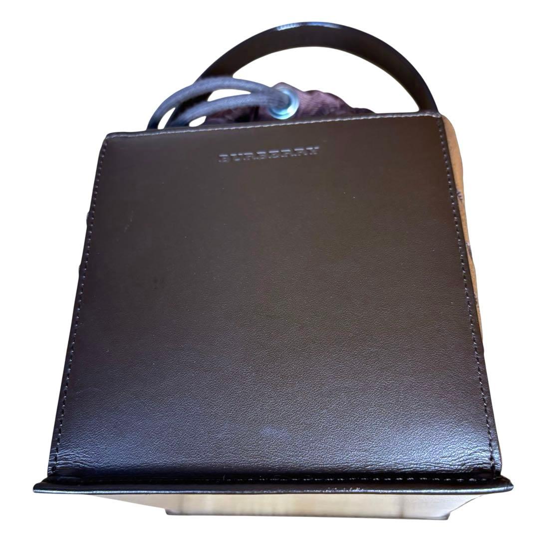 【極美品】希少　バーバリー　ブラウン スクエア　ハンドバッグ　レザー