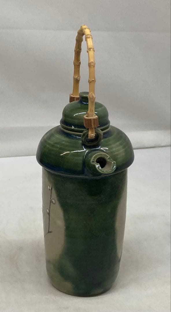 B469b 織部「酒器」「酒燗器」セット　金野光賀作　共箱　有神窯　尾道