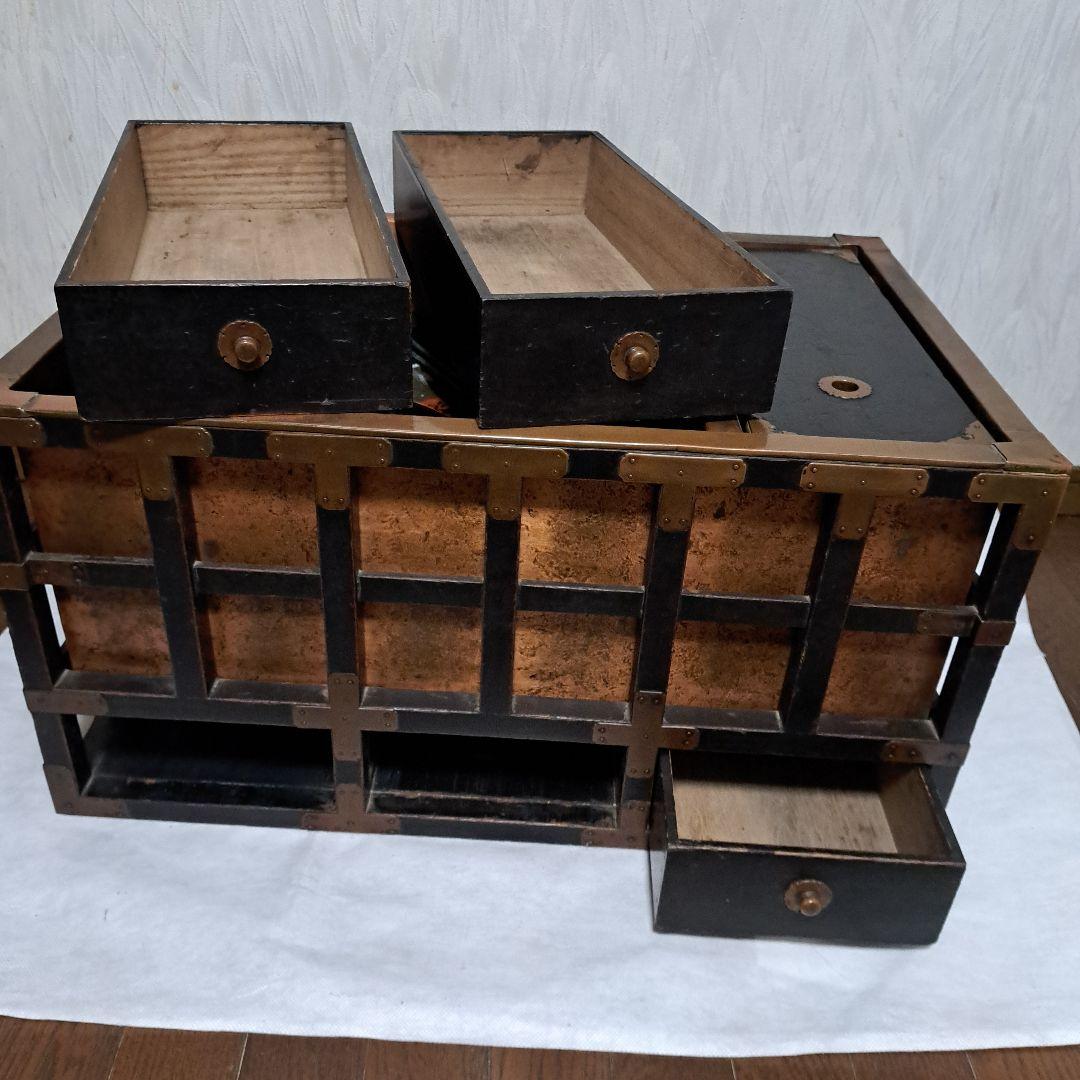 ★Masa ❗江戸時代❗ 『長火鉢』 五徳、火箸、灰均し、銅ヤカン付属