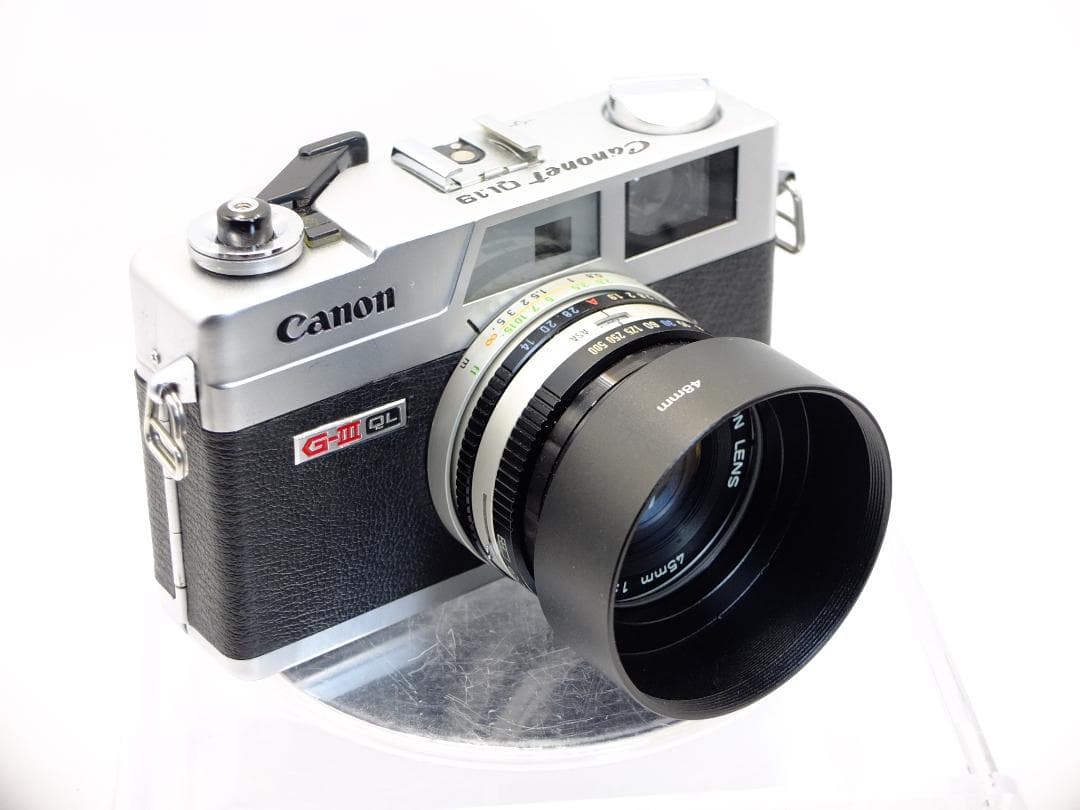 【実写確認整備品】キャノネットQL19G-Ⅲ／45mmf1.9メタルフード付