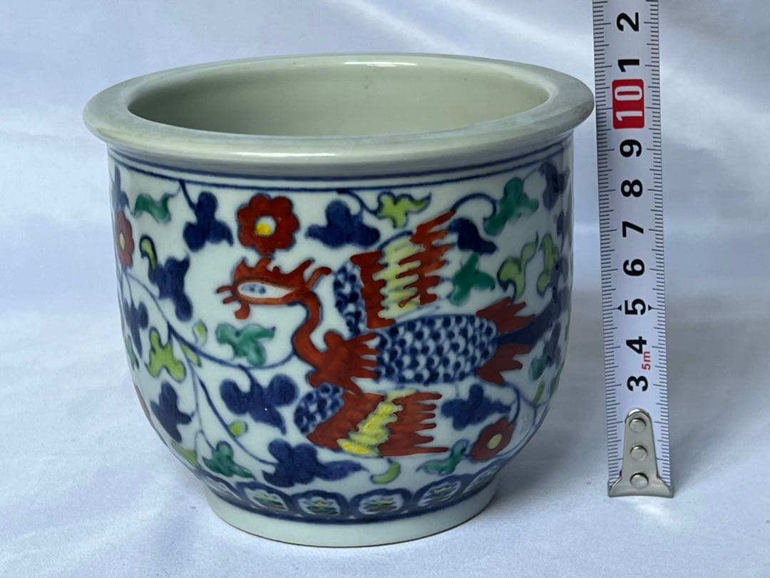 大明嘉靖年製 小鉢2点セット 赤絵 色絵 五彩 中国陶磁器　筆入れ 書道具 骨董