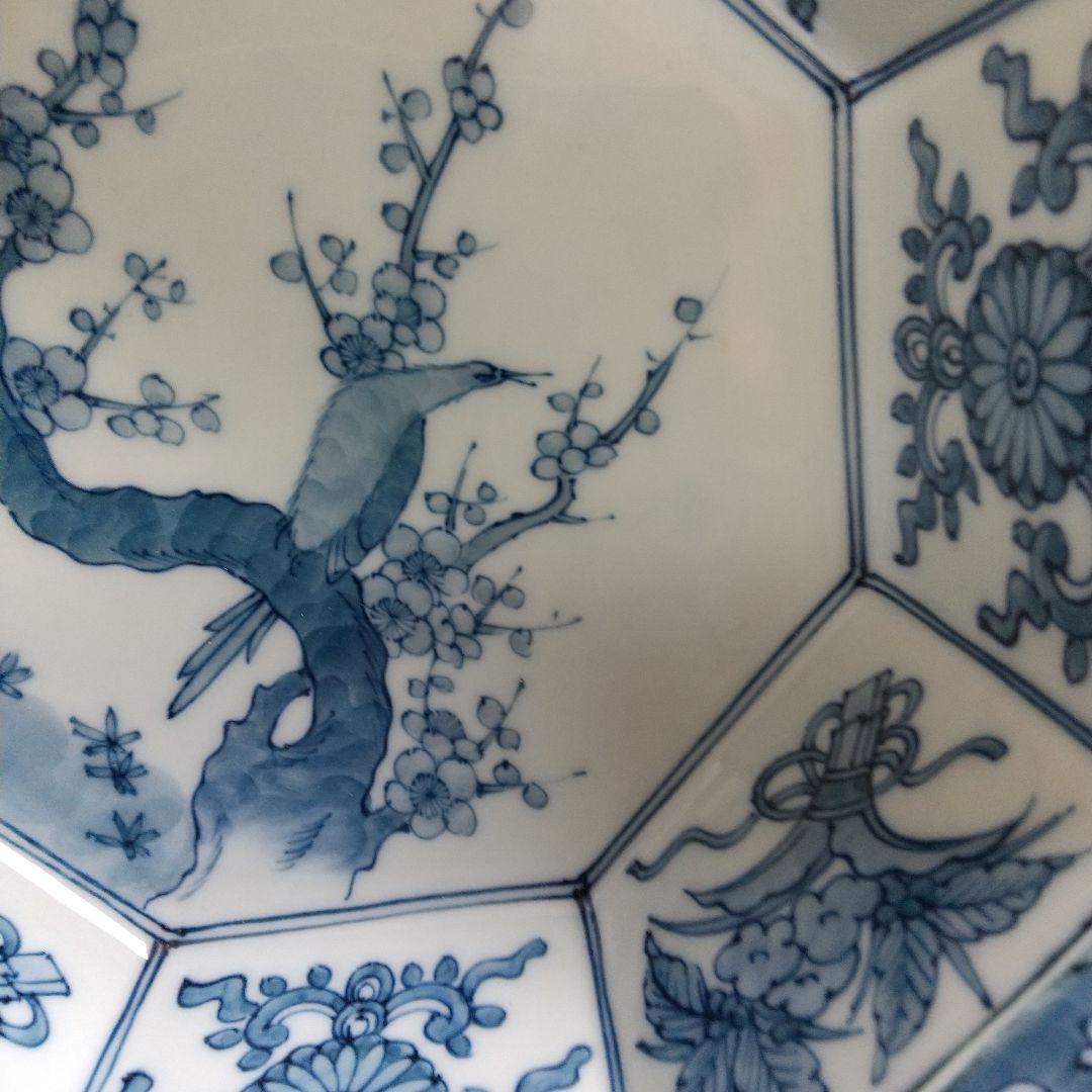 源右衛門⭐️染付梅鶯見込 八角型 角鉢