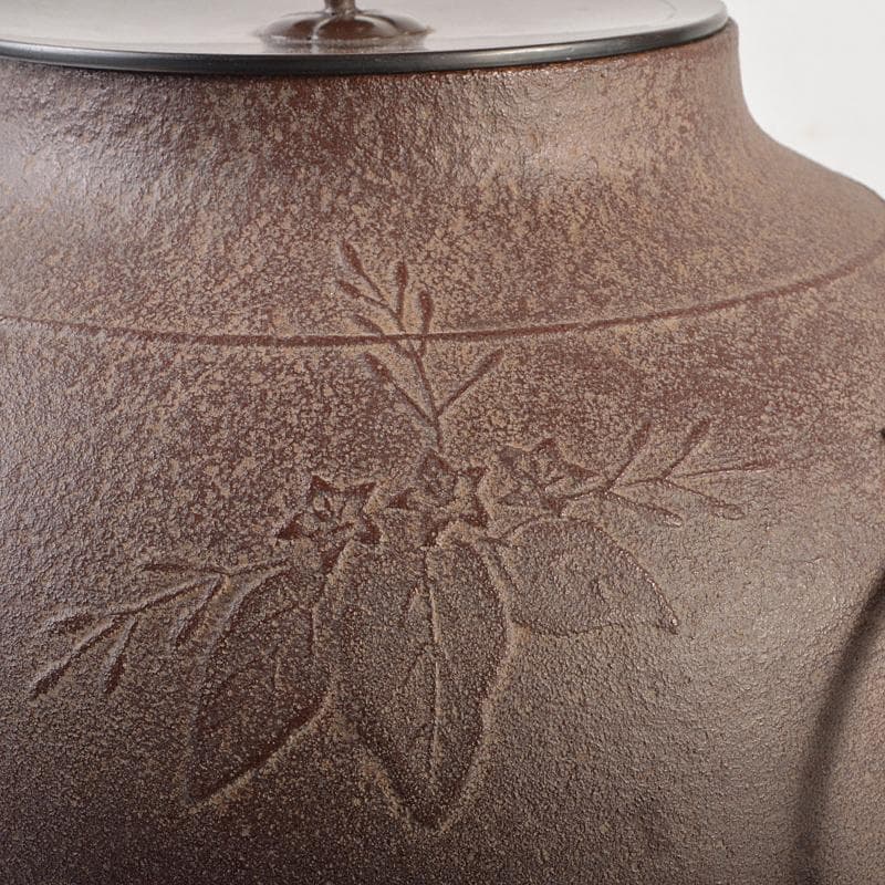 茶道具　人間国宝　釜師　高橋敬典作　桐文　真形釜　鉄釜　共布共箱　MR7512B