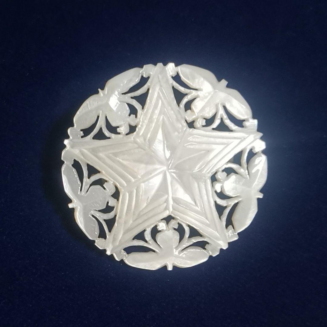 ヴィンテージベツレヘムパール　五芒星ブローチ②　せかほし