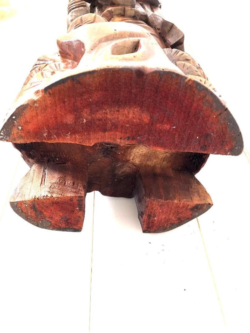 【骨董】特大 高さ106㎝ 福禄寿 木彫り 一刀彫り 高級 紫檀 置物 縁起物