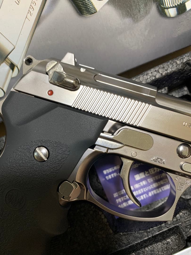 美品東京マルイM92Fクロームステンレス　ガスブローバック 固定ホップ管5/91