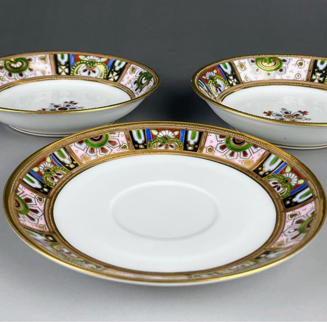 【美品】オールドノリタケ 金盛り チョコレートポット ３小皿 1ソーサー セット