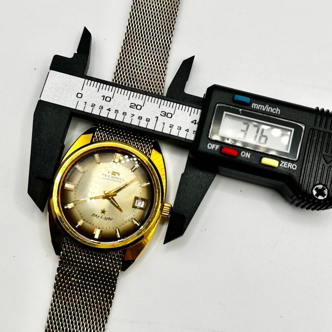 稼働 ヴィンテージ TECHNOS SkyLight 手巻き デイト　腕時計
