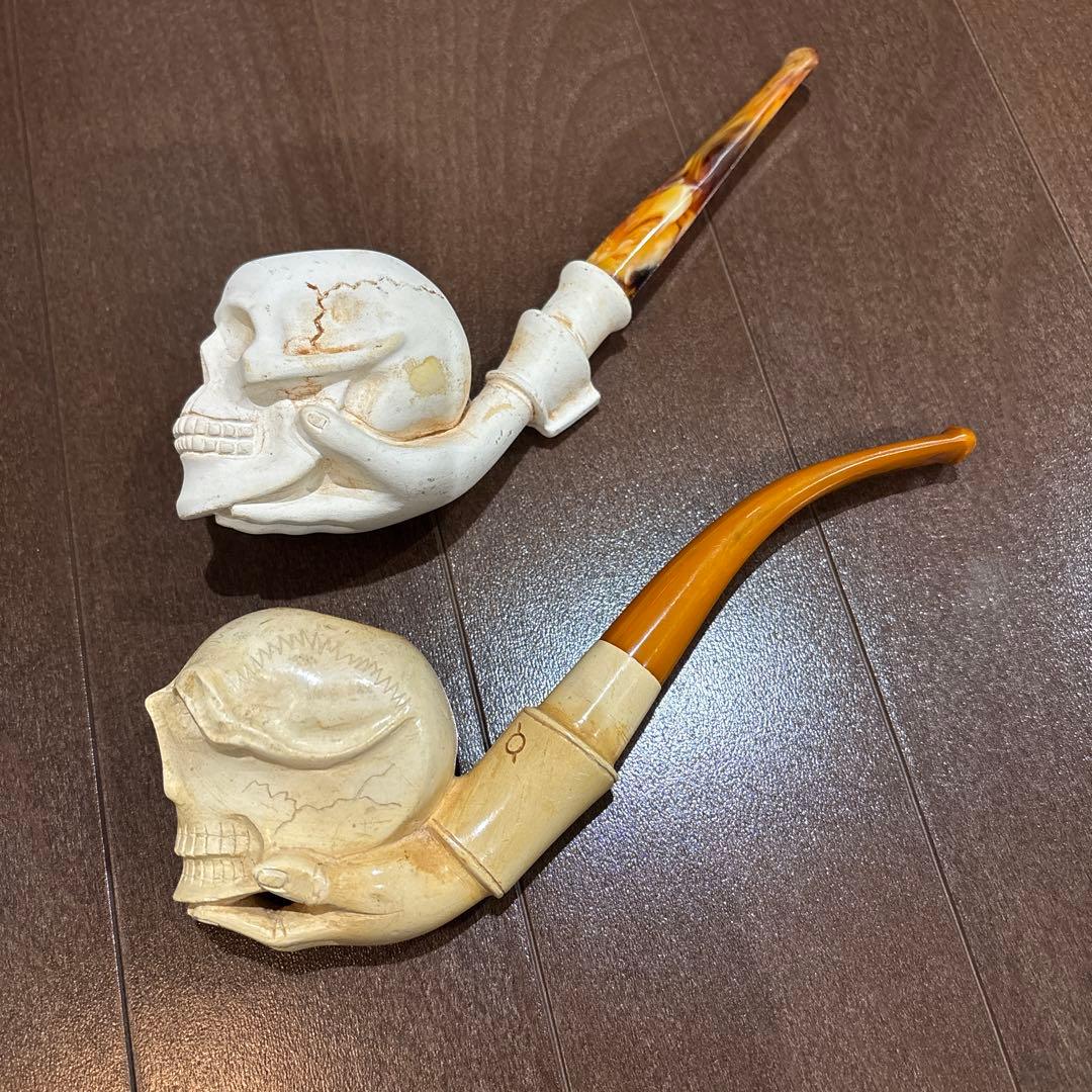 ビンテージ　スカル & ハンド　パイプ　2個セット　メシャム　陶器