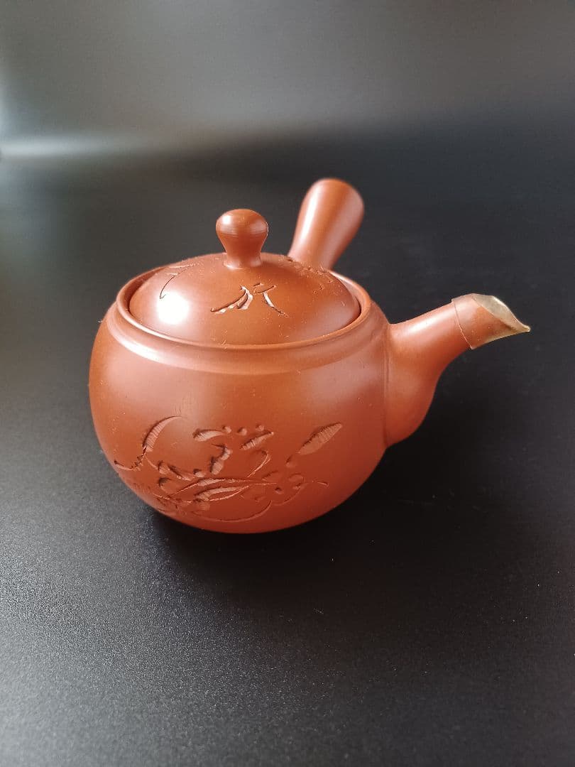 朱泥　常滑焼　千洞造　急須　湯冷まし　お茶碗　煎茶道具　カニ　蟹　彫刻　煎茶