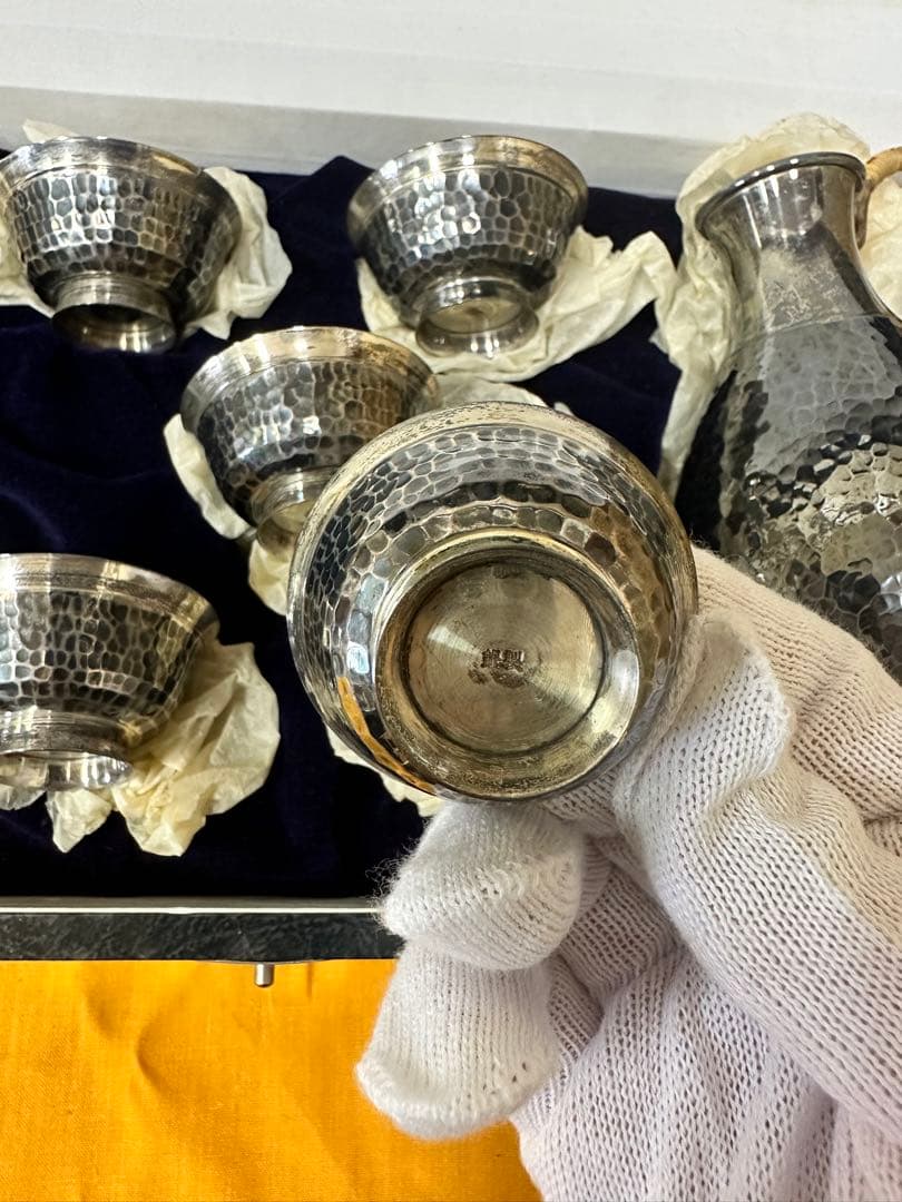 【新品】純銀製　徳利・猪口セット 酒器　チロリ　盃シルバー 総重量252g