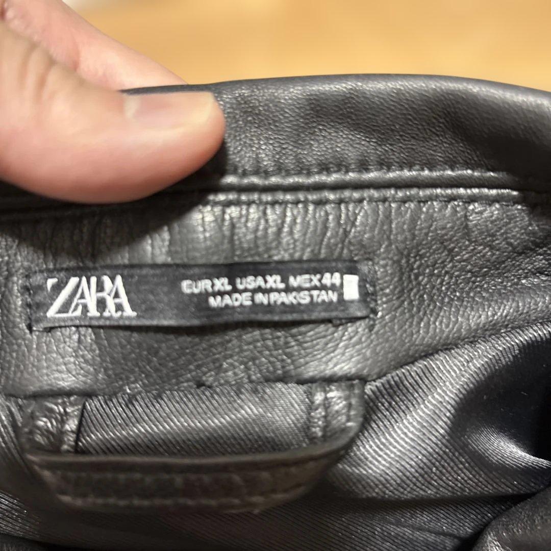 ZARA 本革　レザージャケット　ラムレザー　XL ブラック　革ジャン