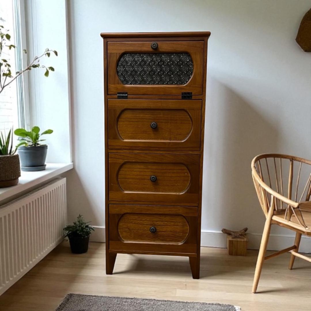 アンティーク調　擦りガラス　チェスト　 キャビネット