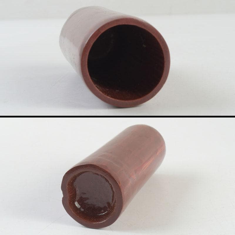 茶道具　指物師　稲垣信斎作　一重切　竹花入　銘「清水」　共布共箱　V　9472