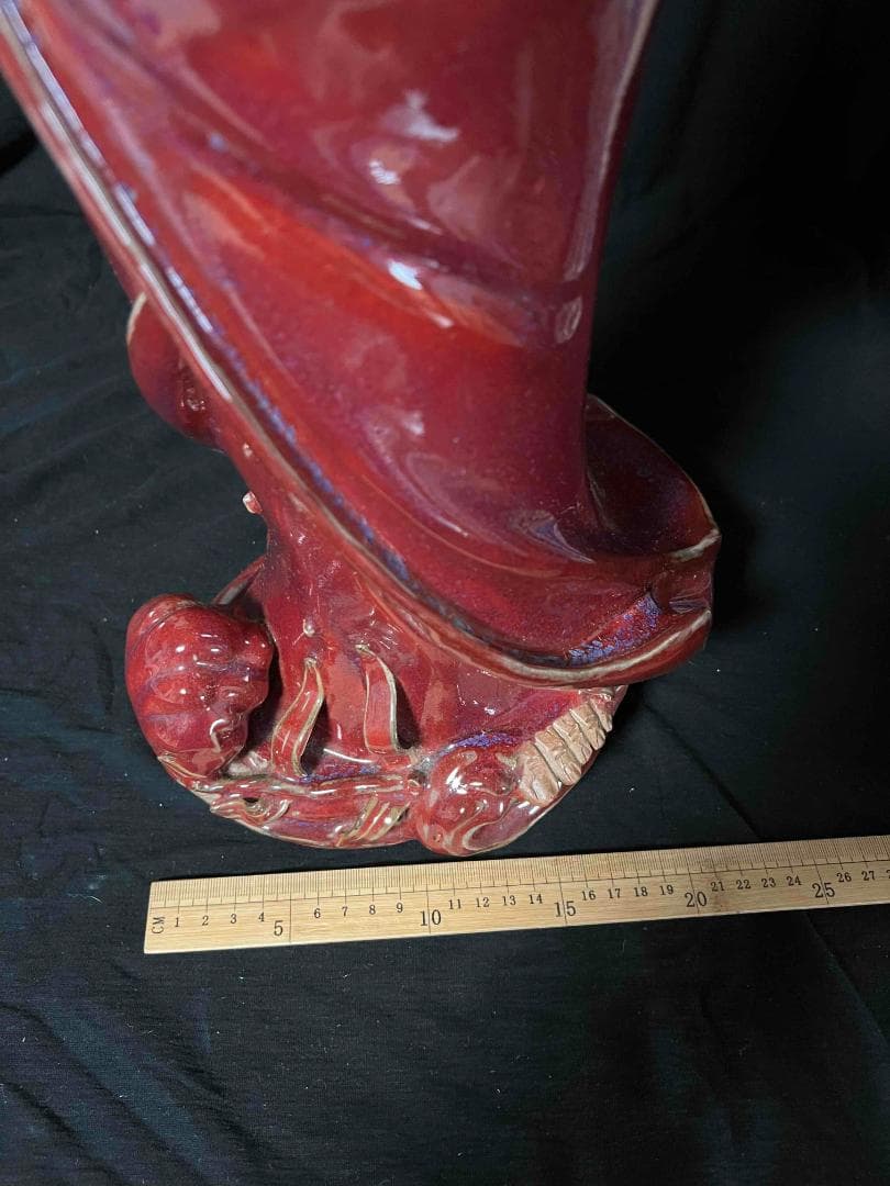 清时代 鈞窯　紫紅釉鈞窯達摩　窯変釉　辰砂　唐物　古賞物(B-101)