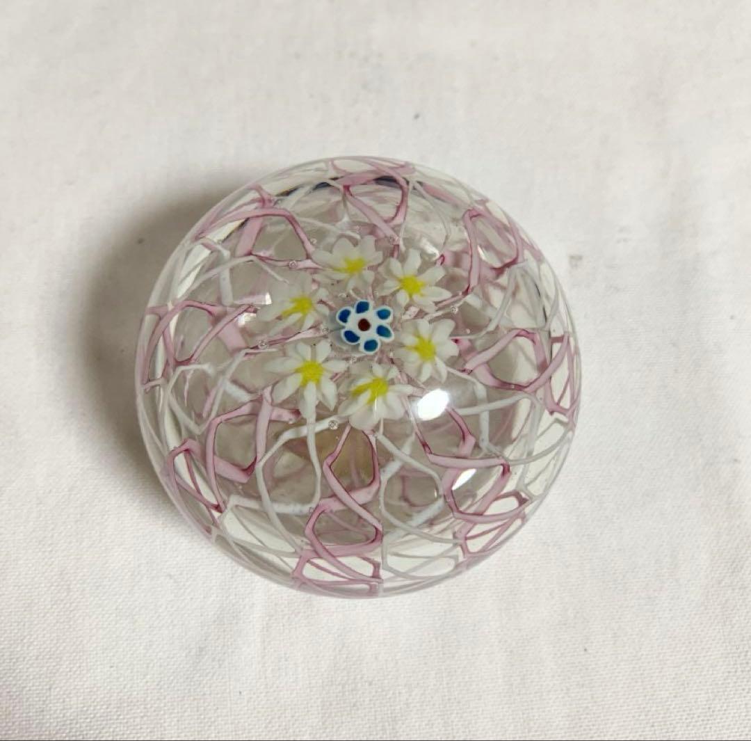 ムラノ社製　ガラスペーパーウェイト　ミルフィオリ　文鎮　クリスタル　ベネチアン