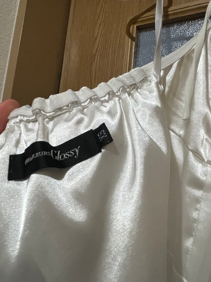 美品ラメ/ フリル/ スリット/ キャミ/ ロングドレス/ キャバドレス