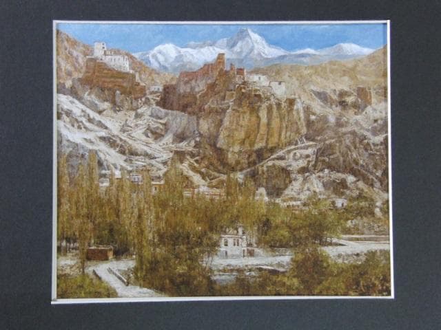 嶋津俊則、【バスゴーの城跡と僧院】、希少な画集画、新品高級額・額装付