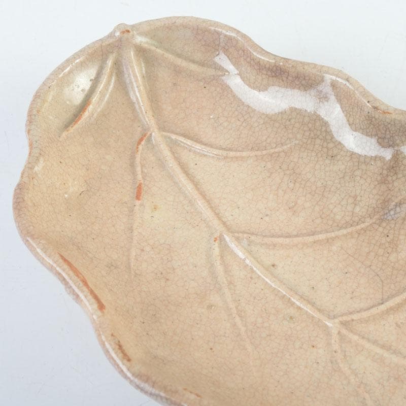 萩焼　十一代　坂高麗左衛門（韓峯）作　葉形　銘々皿　五客　時代箱　V　9500