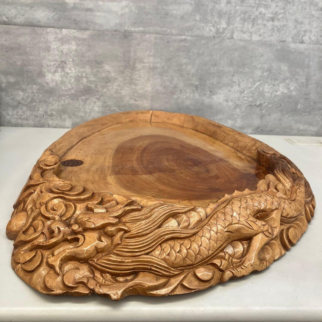 アンティーク 中国骨董 龍彫刻 天然木 原木茶盤 工芸茶盤 茶器 茶船 敷板
