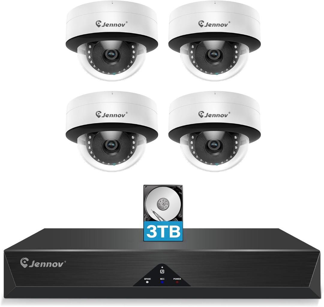 【800万画素対応】防犯カメラ 屋外 poe 人体&車両検知機能 3TBHDD