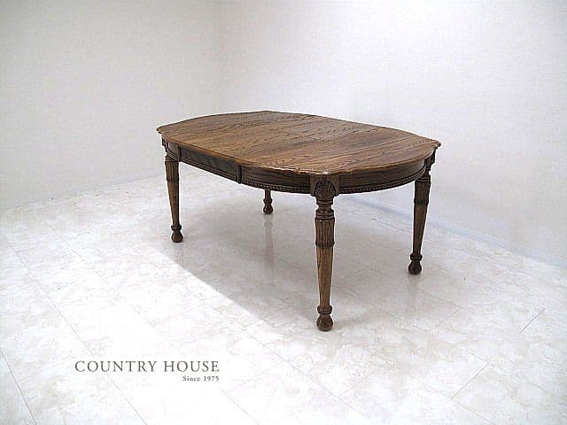 美品　シンリー 英国クラシック　オーク無垢材エクステンションダイニングテーブル