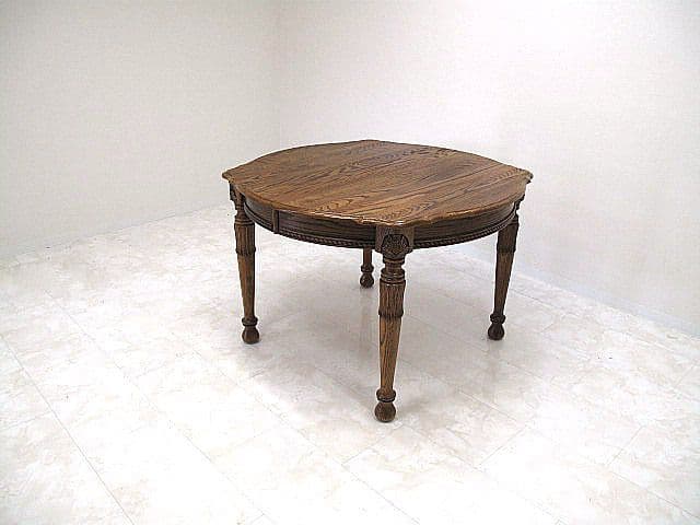 美品　シンリー 英国クラシック　オーク無垢材エクステンションダイニングテーブル