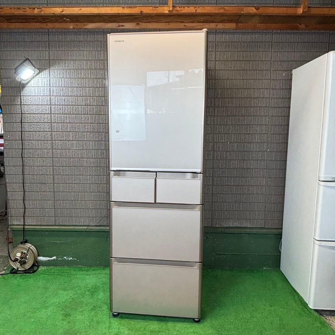 日立 415L 冷蔵庫 大容量 ガラストップ 真空チルド【地域限定配送無料】