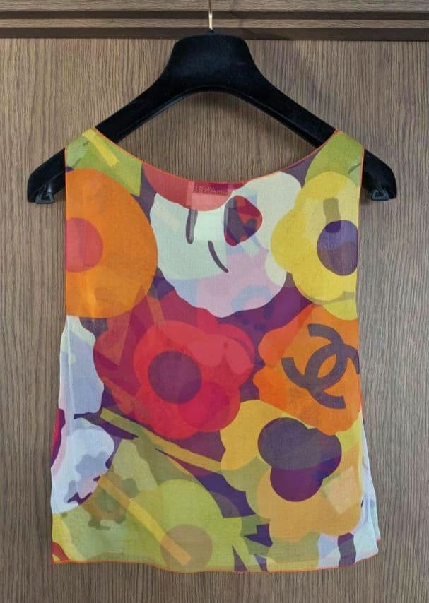 CHANEL シルク タンクトップ ブラウス ココマーク シャネル 38