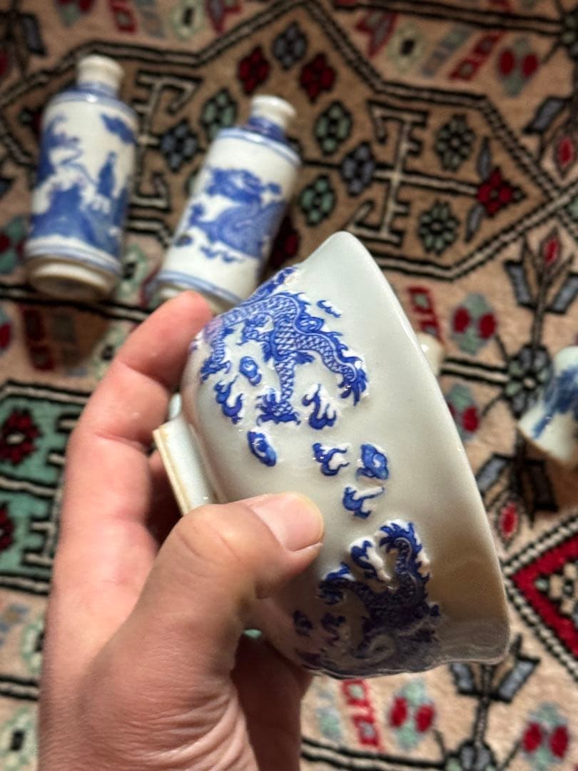 ‼️最後の値段‼️リサイクルFORT‼️中国製で青磁染付龍の図鉢