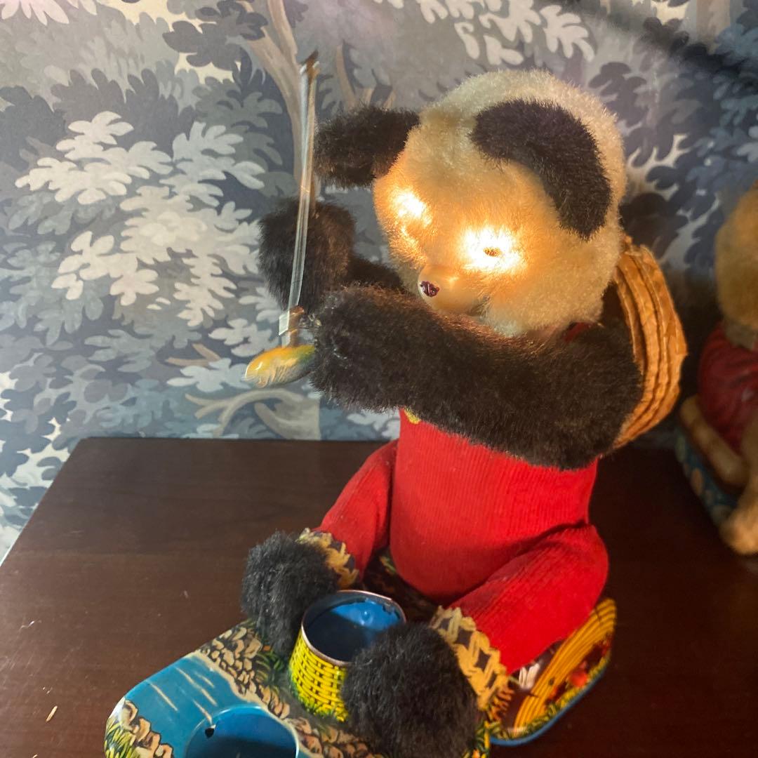 希少　アルプス商事　当時物　釣りをするパンダ　ブリキオモチャ