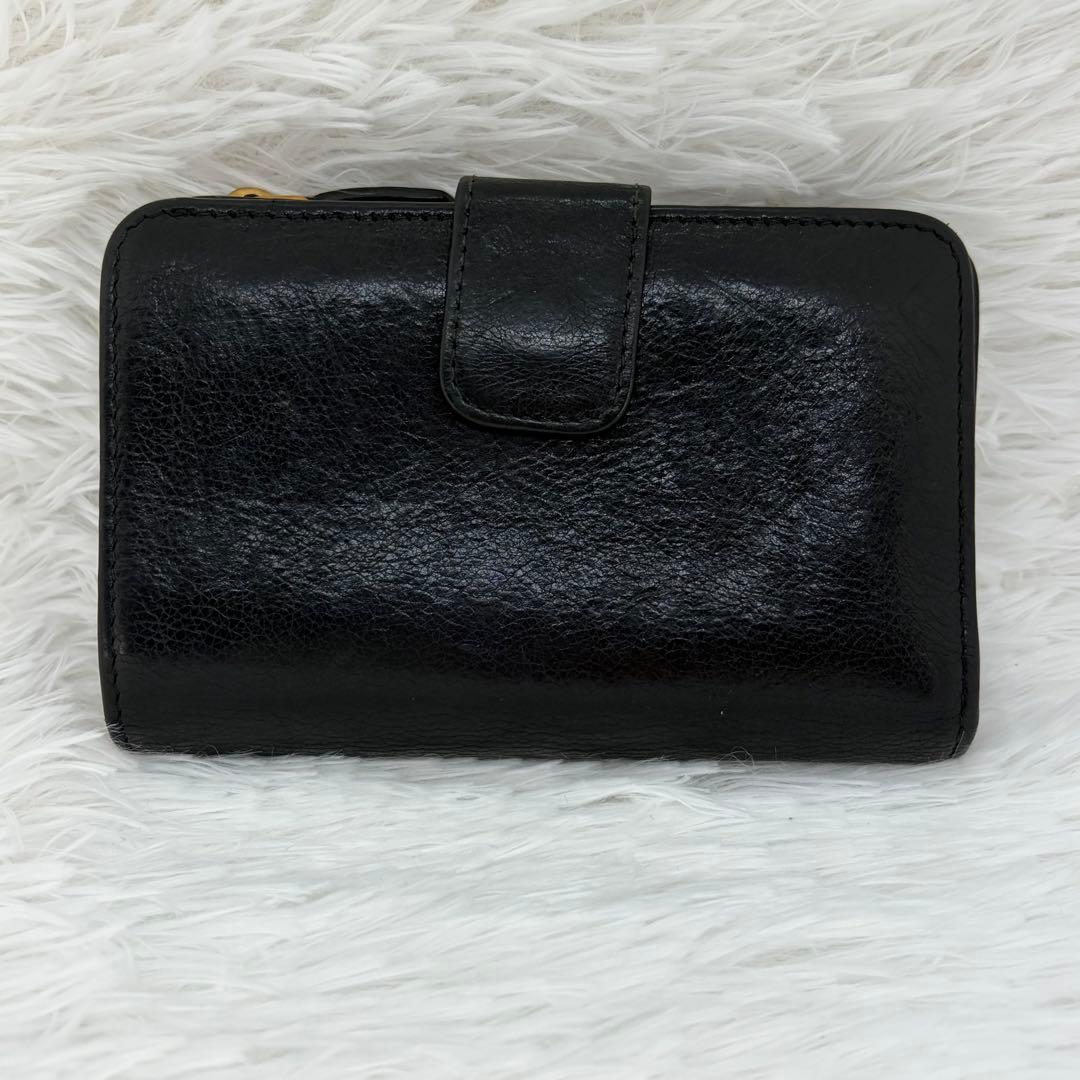 美品✨ プラダ　二つ折り財布 L字ファスナー 三角ロゴ　レザー　サフィアーノ　黒