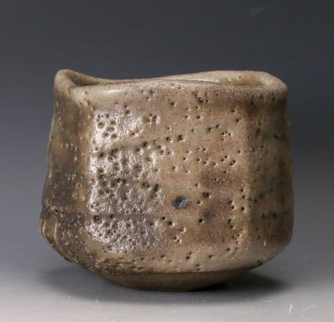 【景徳鎮陶瓷大学元教授】ニ十歩文雄　駄知　茜志野茶碗　共箱　共布　栞　本物　李朝