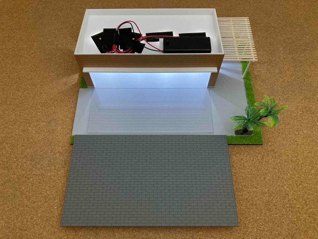 ミニカー専用ジオラマ：1/64 木造パーゴラ付ガレージ（ブラウン）期間限定セール