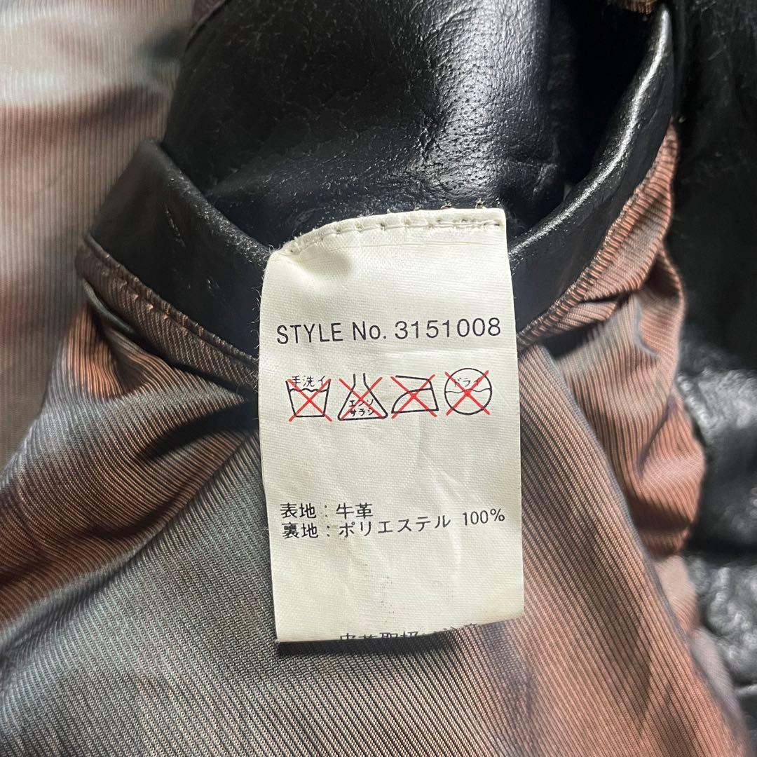 Schott シングルライダースジャケット　牛革　オールレザー　ステッチ　黒　S