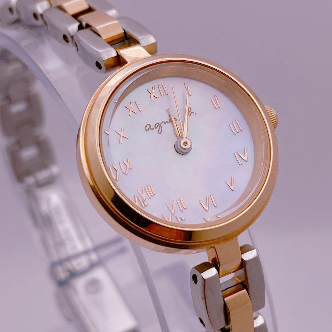 【ふたこ】アニエスベー マルチェロ 　クォーツ デイト　ピンクゴールド