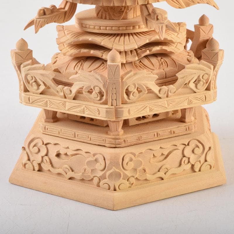 仏教美術　柘植彫刻　西立弥陀像　仏像　華鬘台　C　9122