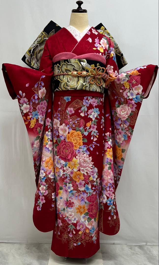 振り袖　フルセット　別誂長襦袢　成人式　刺繍入り　金彩加工　682