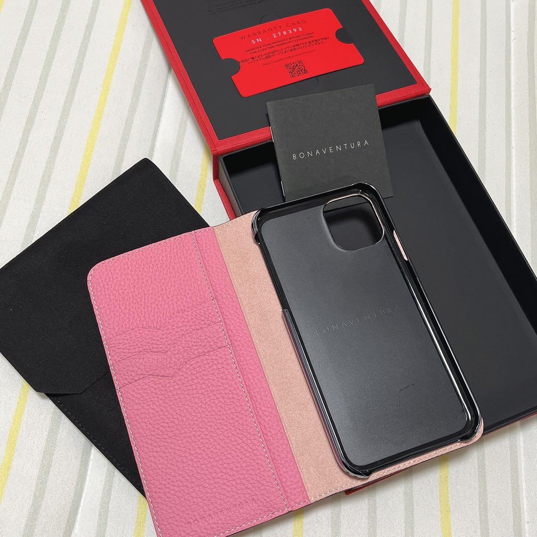 新品　ボナベンチュラ　BONAVENTURA ピンク レザー 手帳型ケース本革