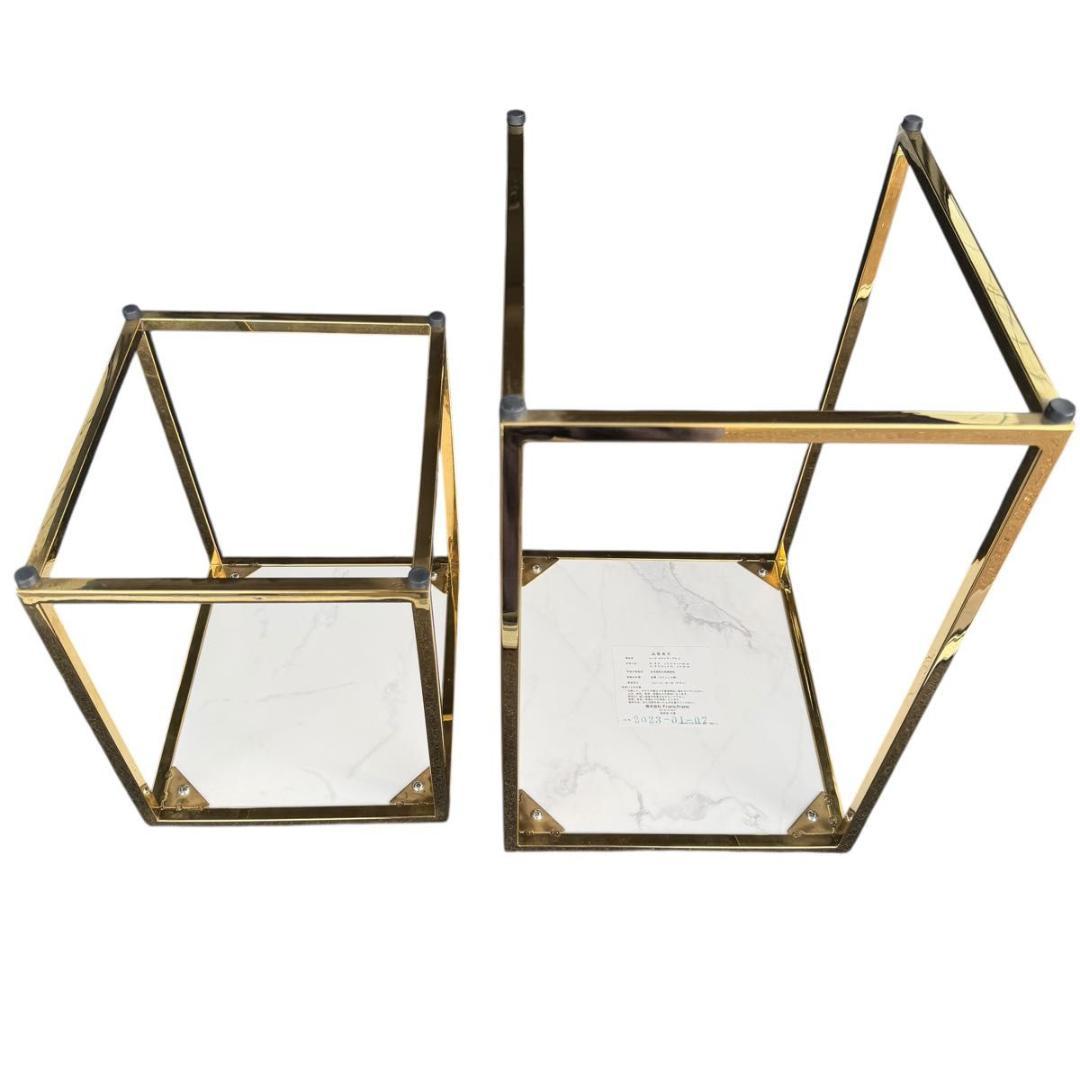 Francfranc レーヌ ネストテーブル2 マーブル×ゴールド 1118-1